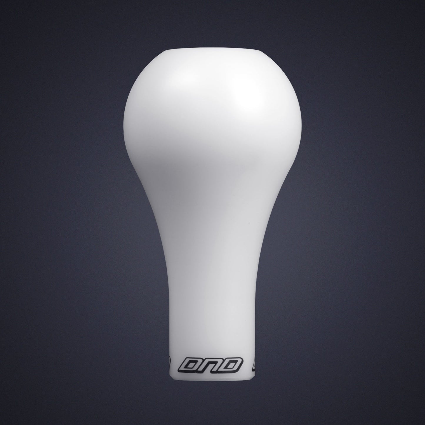 Front view of white Delrin 48R shift knob