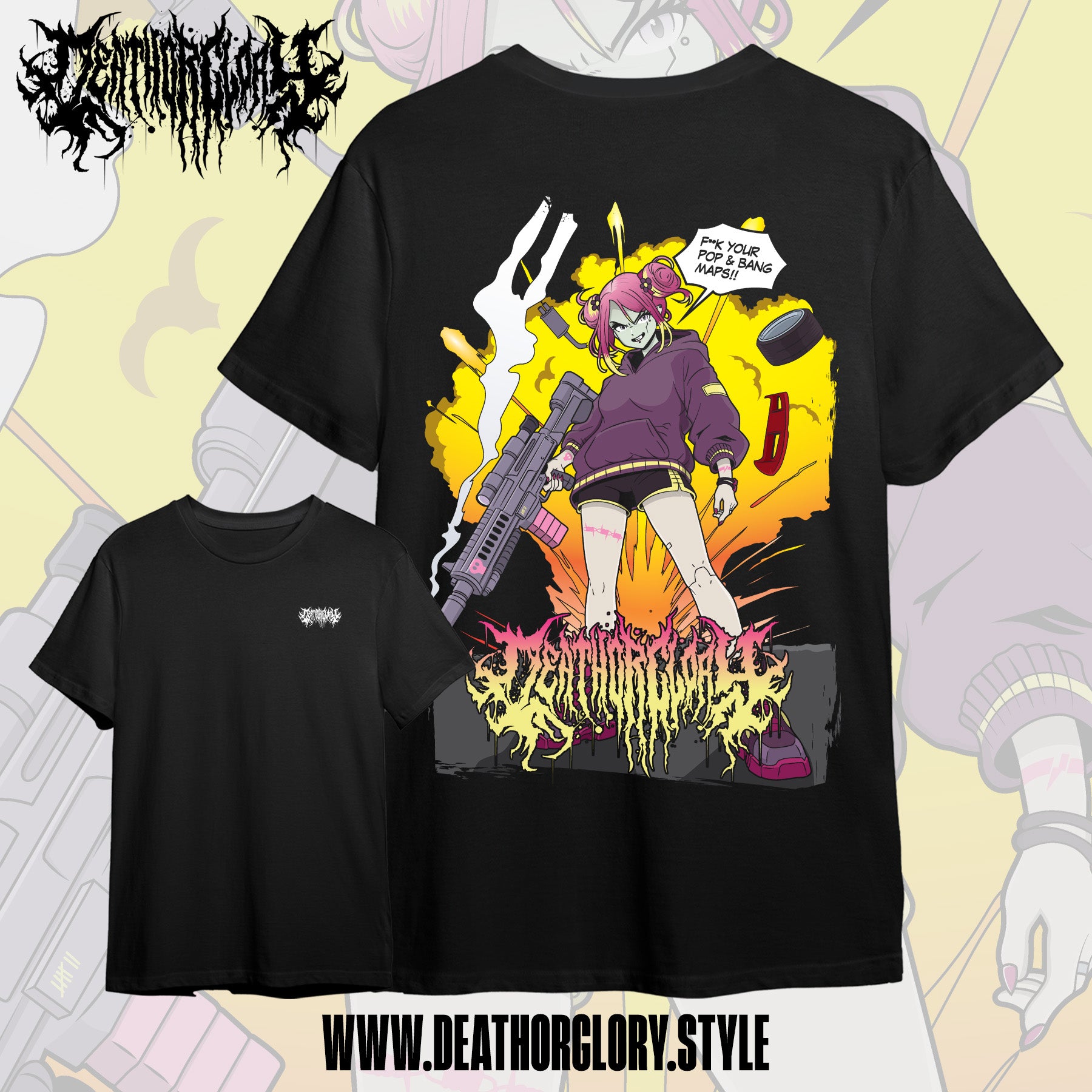Death or Glory - Akari - F your pop and bang maps t-shirt
